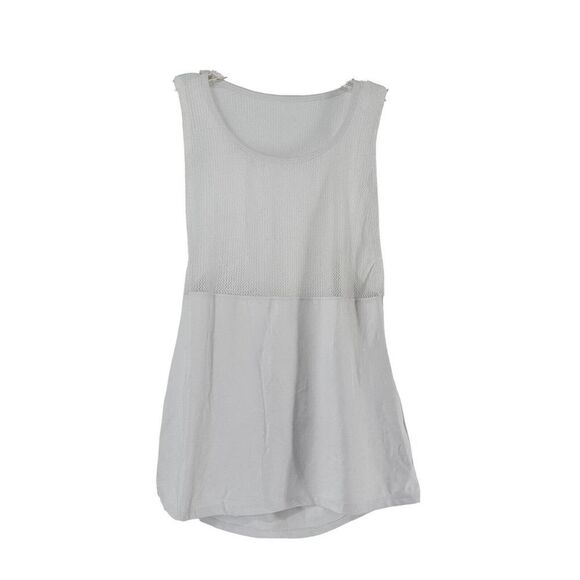 Fabletics Mesh Tank Top White Draped Back Active Wear Layering Size S Breathable - Picture 2 of 5